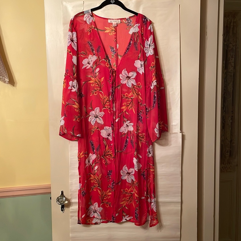 Band of Gypsies red floral shawl wrap